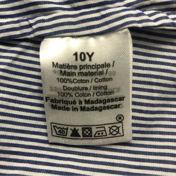 Sonia Rykiel Paris Girls Blue and White Striped Peter Pan Collar Dress Size 10 - Picture 8 of 8